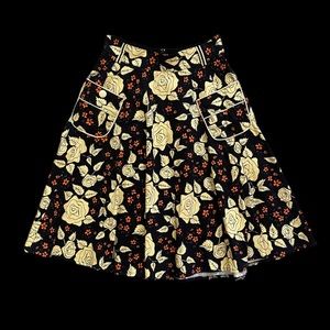 Voodoo Vixen Floral Circle Skirt pinup whimsigoth cottage style size S